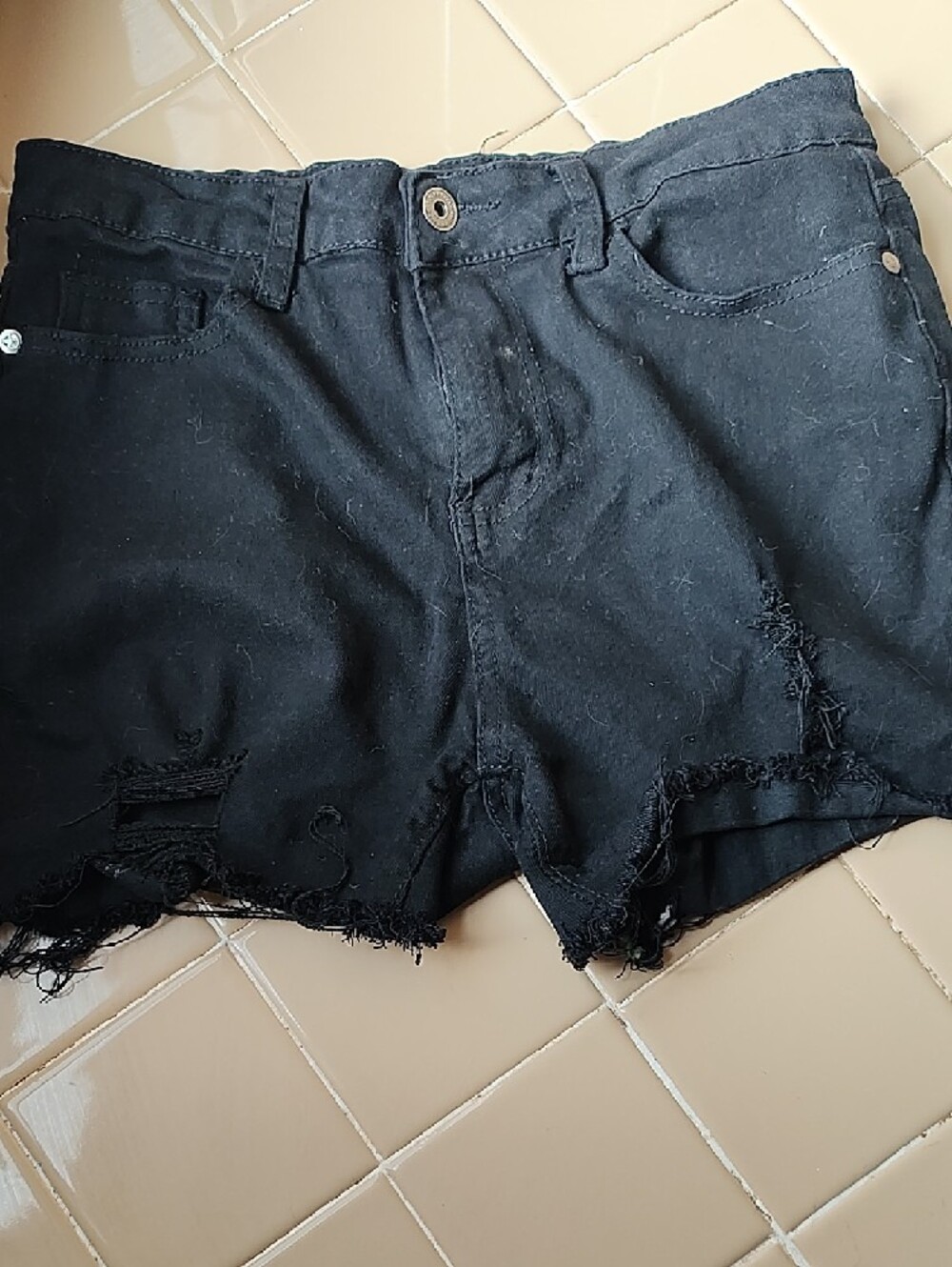 Black Distressed Women's Denim Shorts